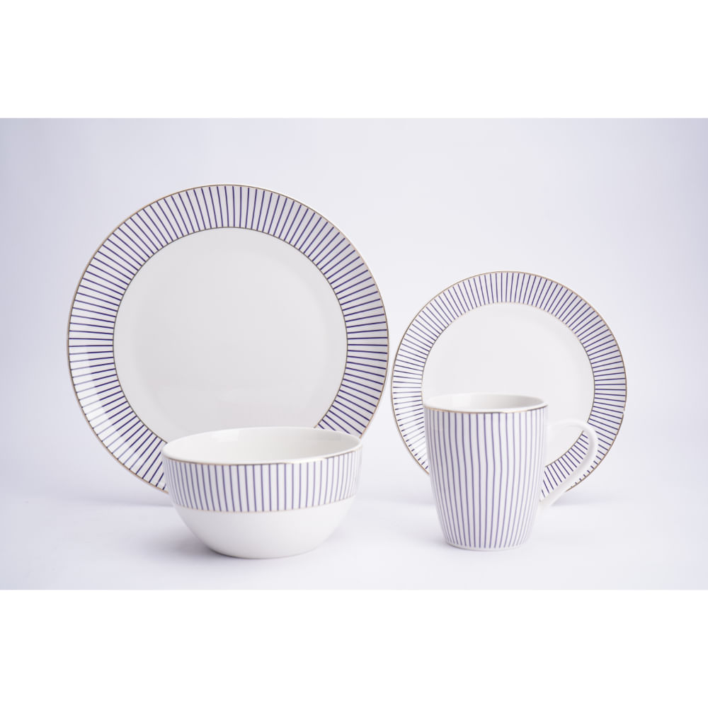 Juego De Vajilla Lineas Azul