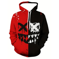 Sudadera con Capucha Rojo y Negro de Invierno Hombre Talla M (Mediano) Textil Importado