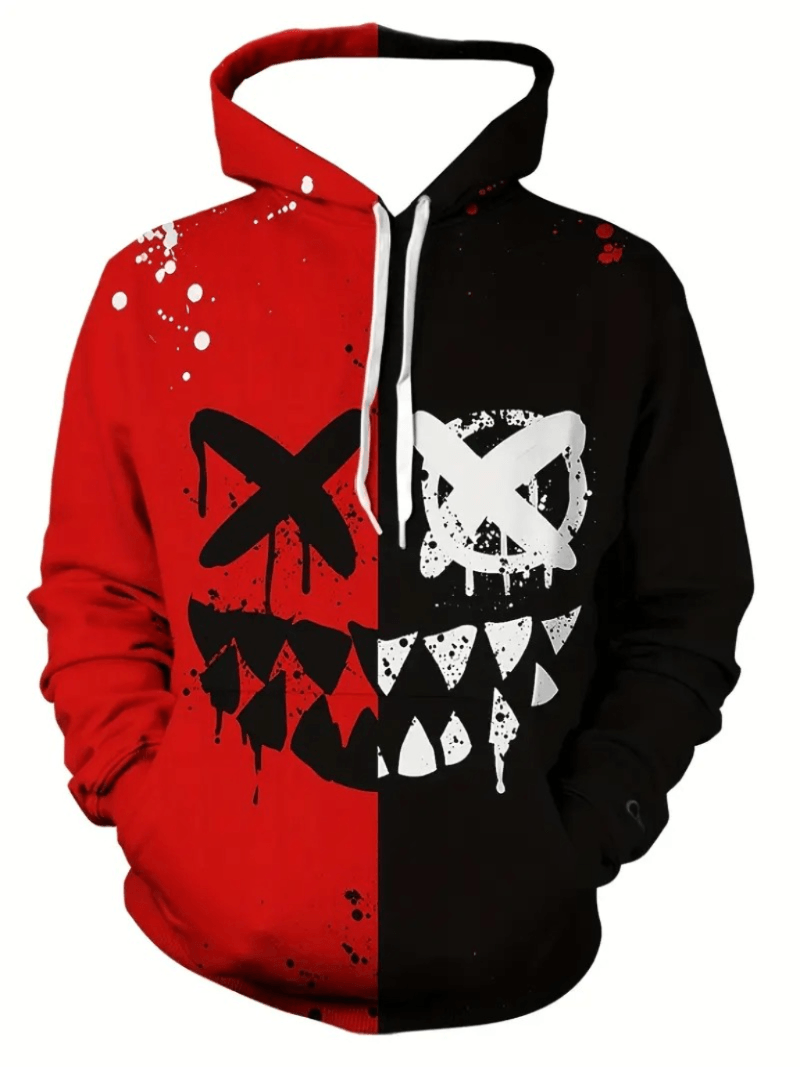 Sudadera con Capucha Rojo y Negro de Invierno Hombre Talla M (Mediano) Textil Importado