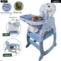 Silla Carpeta Gato 3 en 1 con Plato y Lego - Azul
