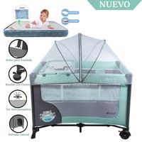 Cuna Corral Ebaby con Cambiador Happy Dream Verde EB727-2 +Colchón