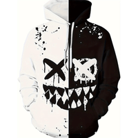 Sudadera con Capucha Blanco y Negro Hombre Urbano Talla M (Mediano) Textil Importado