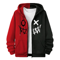 Sudadera con Capucha Rojo y Negro Hombre Urbano Talla M (Mediano) Textil Importado