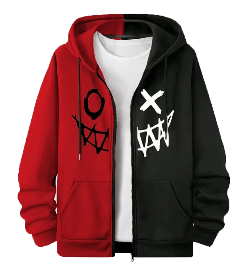 Sudadera con Capucha Rojo y Negro Hombre Urbano Talla M (Mediano) Textil Importado