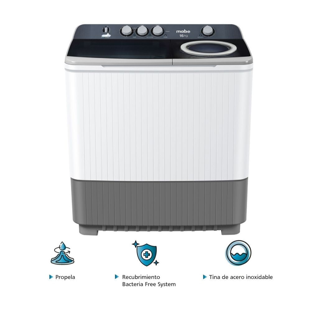 Lavadora Semiautomática Mabe 16kg Lmd6124pbbb0 Blanco