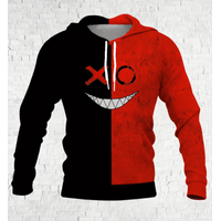 Sudadera con Capucha Negro y Rojo Hombre Invierno Urbano Talla M (Mediano) Textil Importado