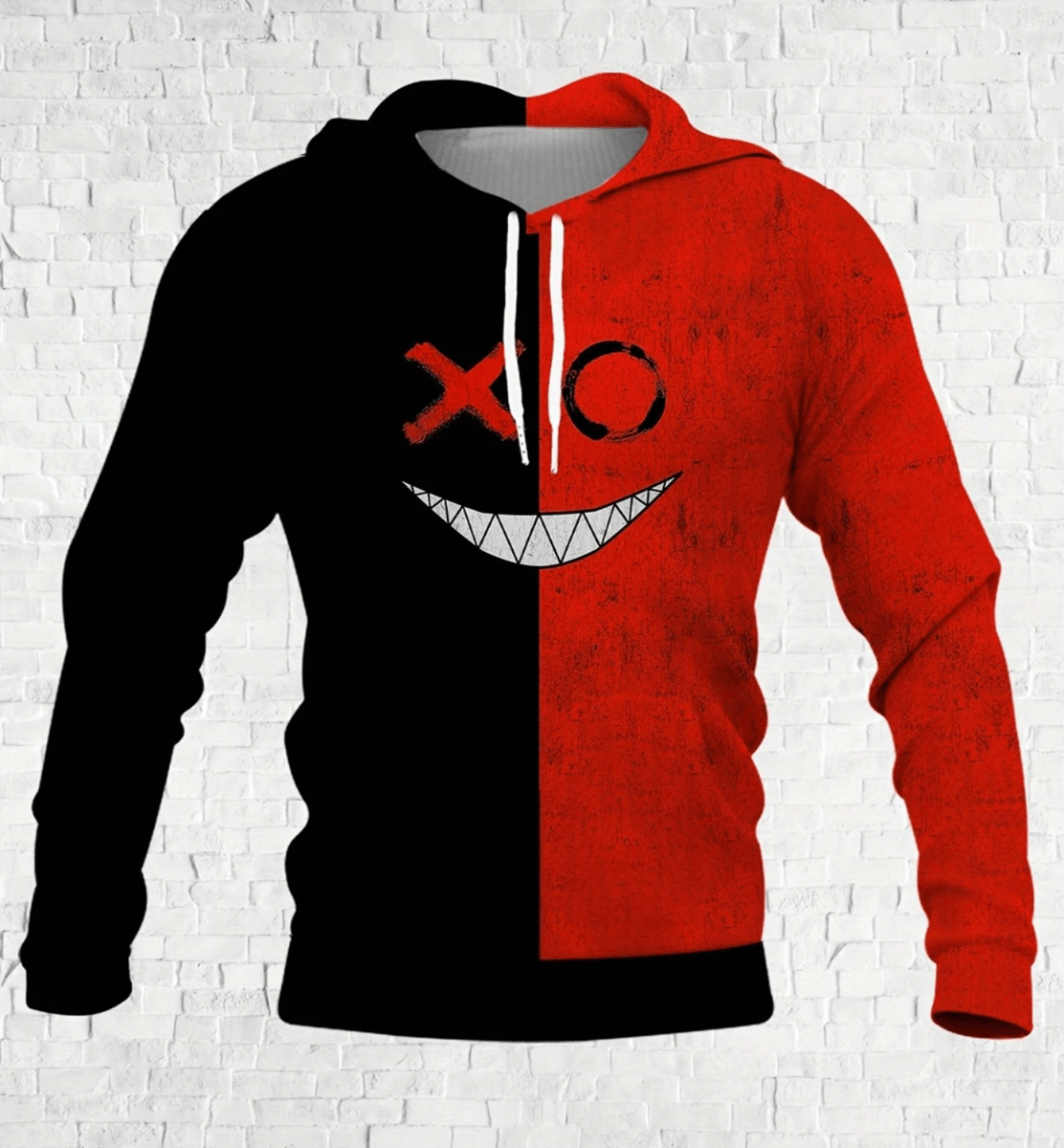 Sudadera con Capucha Negro y Rojo Hombre Invierno Urbano Talla M (Mediano) Textil Importado
