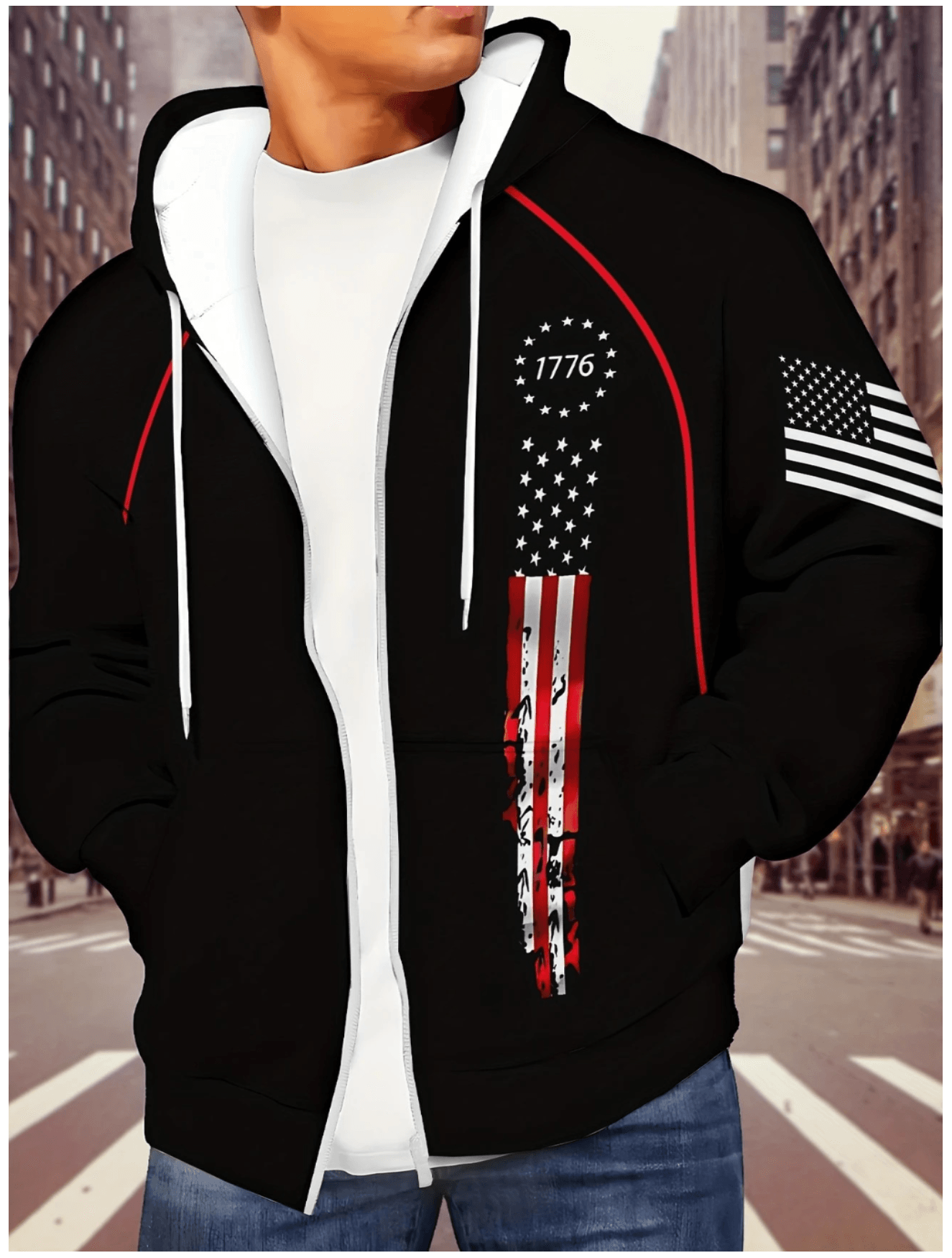 Sudadera con Capucha Negro Hombre Chompa Invierno Urbano Talla M Textil Importado