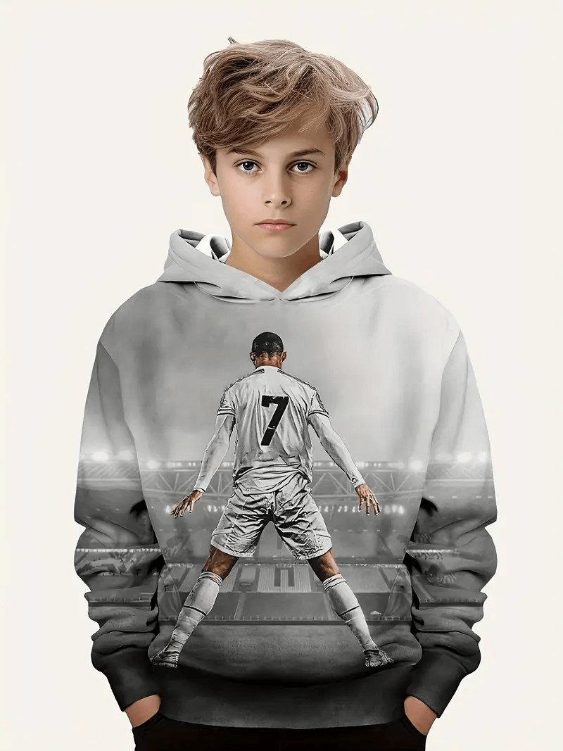 Sudadera con Capucha Gris Hombre Urbano Chompa Invierno Talla 7-8 años Textil Importado