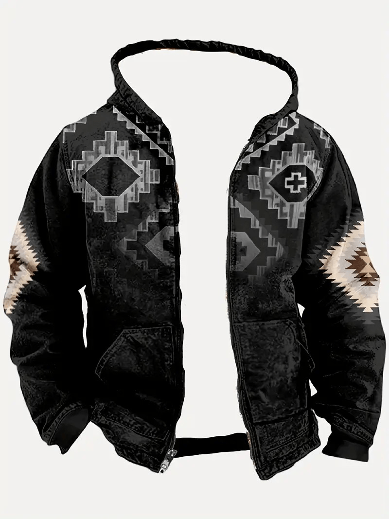 Sudadera Etnica Retro Negro Hombre Urbano Chompa Invierno Talla M Textil Import