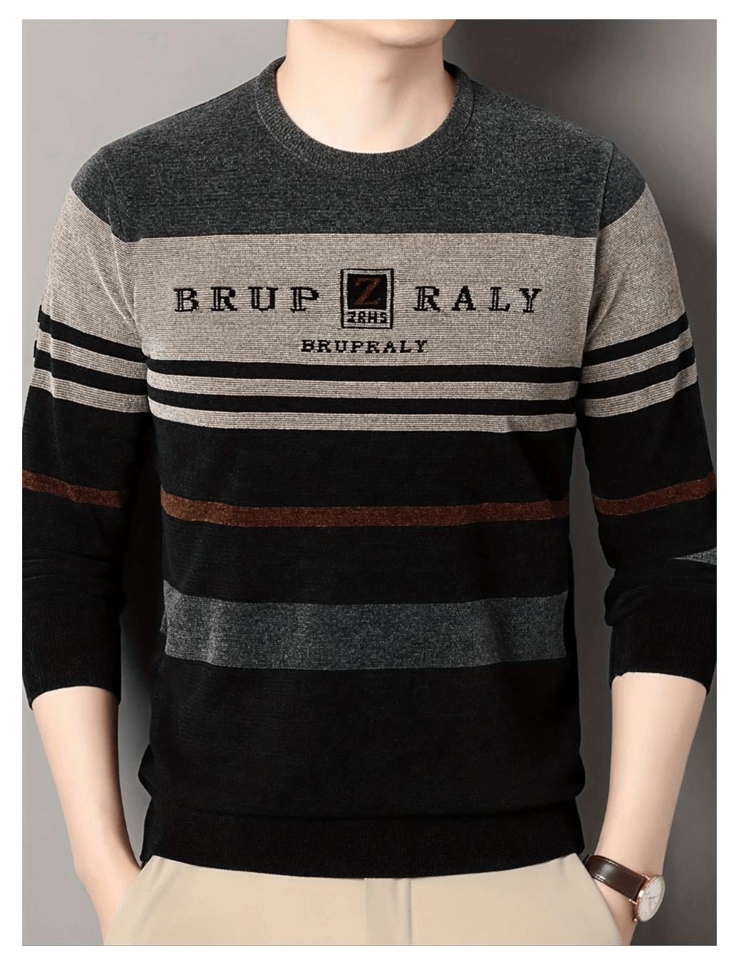 Chompa Cuello Redondo Oscuro Sueter Forro Polar Hombre Talla M (Mediano) Textil Importado
