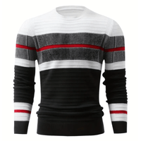 Chompa Cuello Redondo Blanco y Negro Hombre Sueter Invierno Talla M (Mediano) Texti Importado