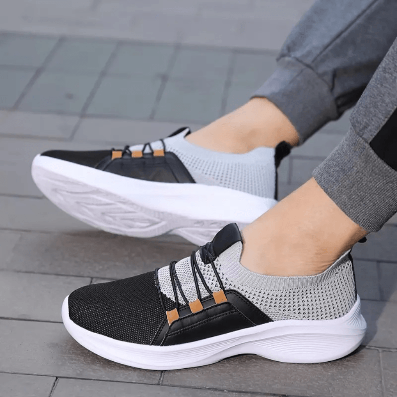 Zapatillas Negro con Gris Hombre Deportivo Transpirables Talla 45 Cuero Importado