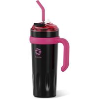 FJBottle - Botella Mug con cañita Témico acero con tapa de tritán 40oz - Negro