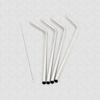 Set de 4 sorbetes acero inoxidable + 1 cepillo limpiador