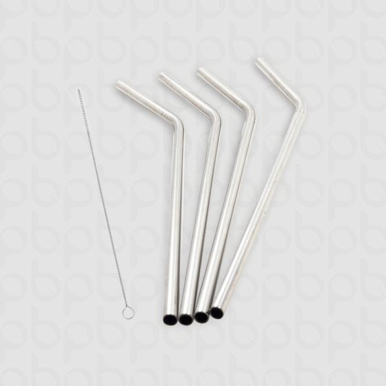 Set de 4 sorbetes acero inoxidable + 1 cepillo limpiador