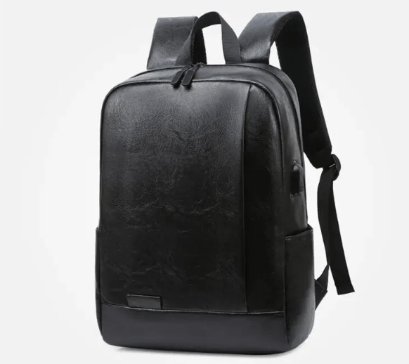 Mochila de Negocios Negro Casual Hombre Portalaptop 16pulg (42x29x13) Cuero Importado