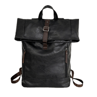Mochila de Negocios Negro Hombre Casual Portalaptop 16pulg (42x31x15) Cuero Importado