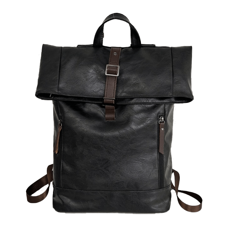 Mochila de Negocios Negro Hombre Casual Portalaptop 16pulg (42x31x15) Cuero Importado