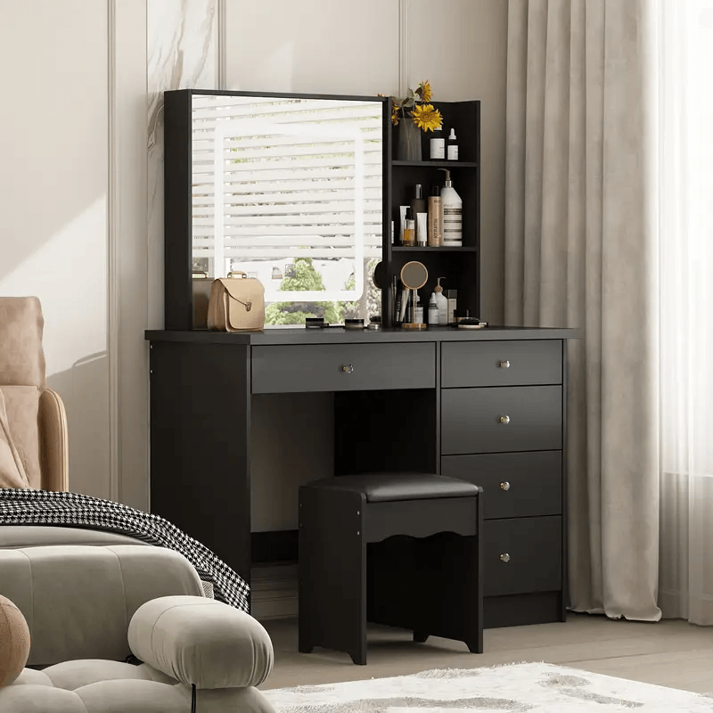 Tocador de Melamina Led Negro 100cm