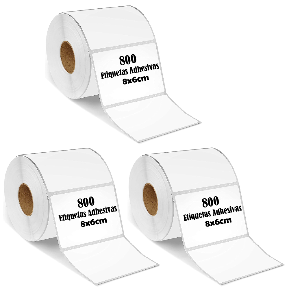 Etiqueta Termica Adhesiva 8x6cm Pack 3 Rollos