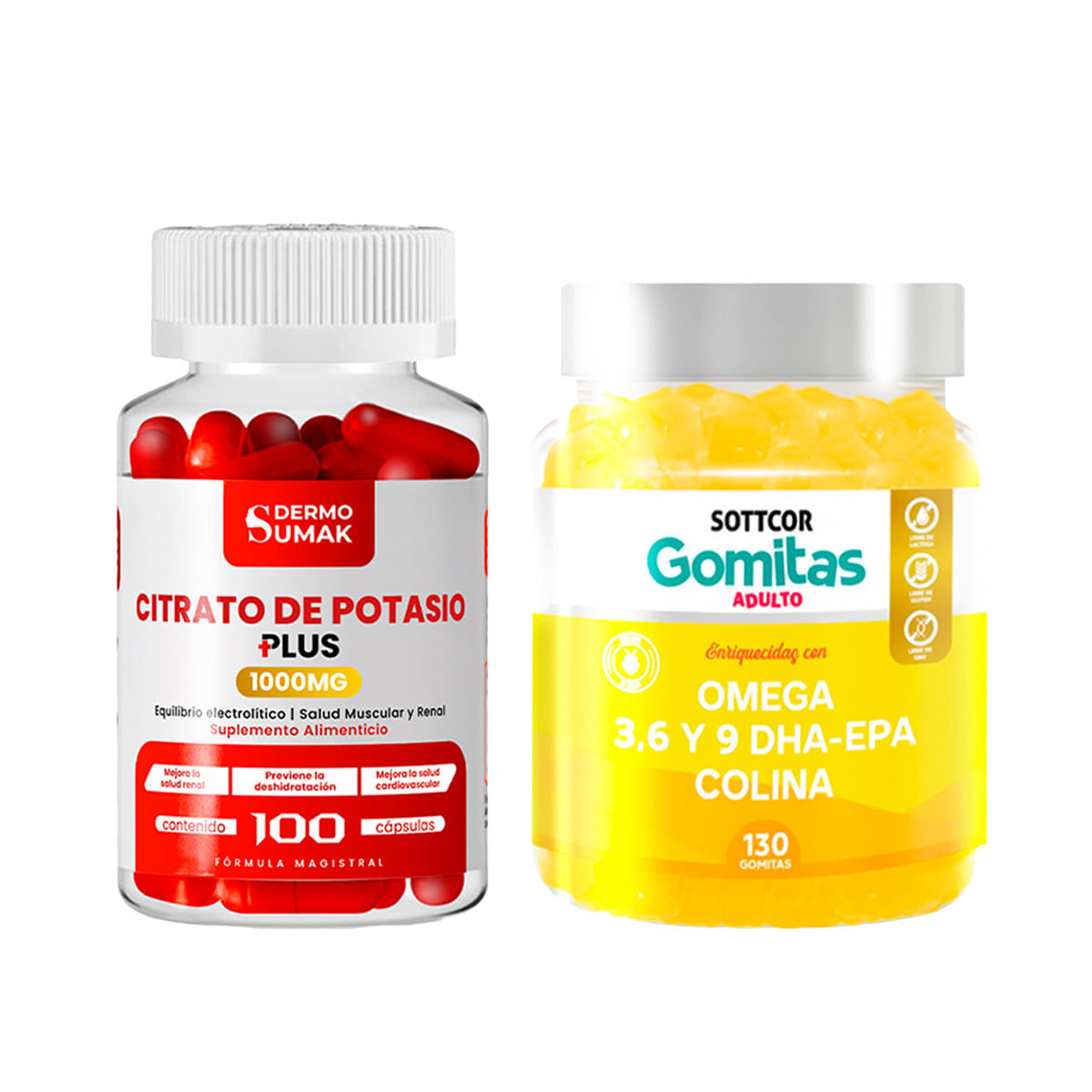 Citrato de Potasio 1000mg -100 Cap - Dermo Sumak |Gomitas de Omega 3