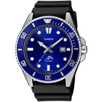 Reloj Casio Duro Marlin MDV-106B-2AV Fecha Acuático Correa Resina Negro Dial Azul