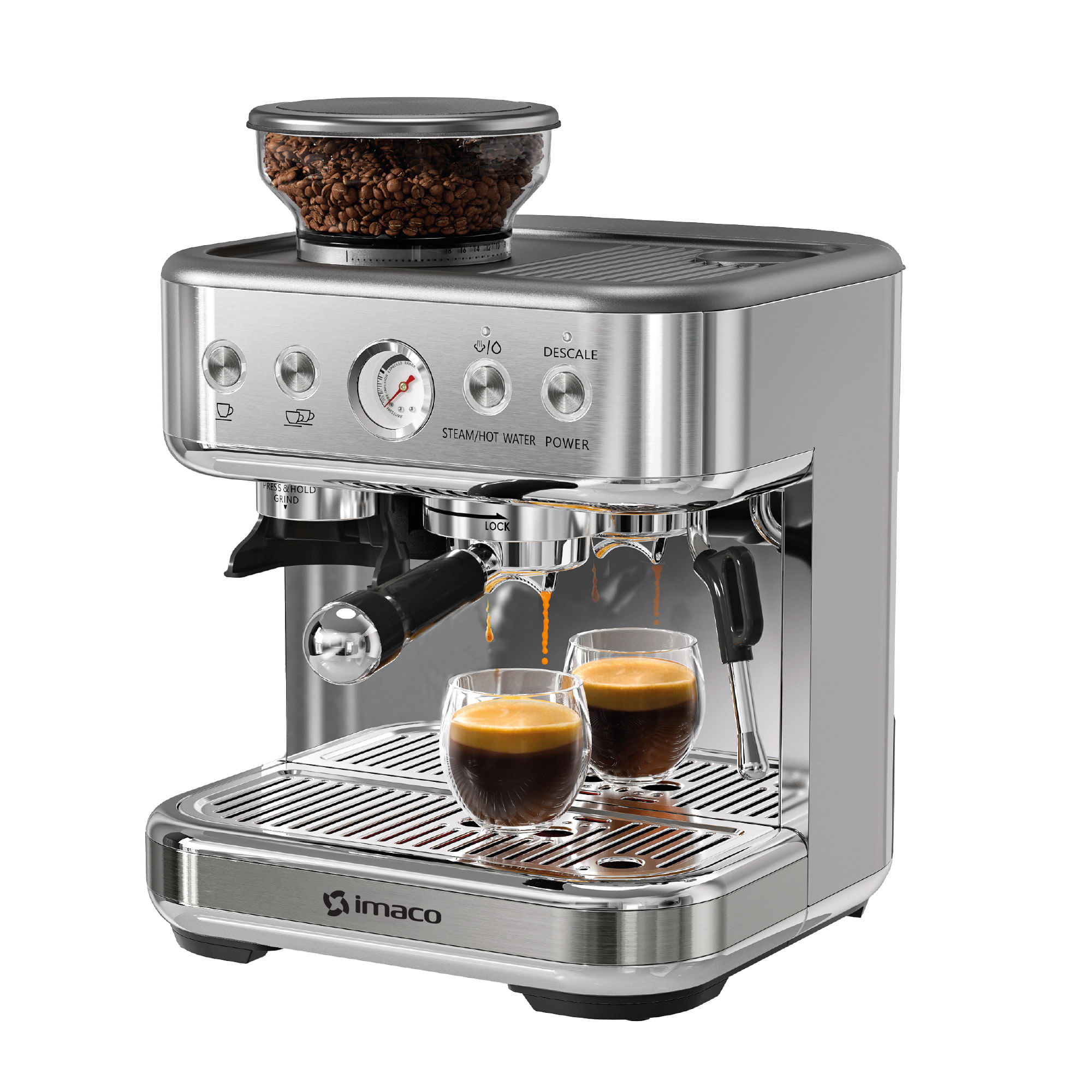 Cafetera Profesional IMACO 2 Tazas IECMG1570 Gris