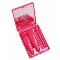 Juego de 5 Mini Brochas con Estuche y Espejo Fucsia