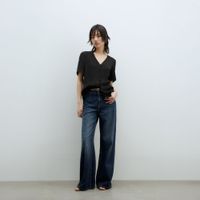 Blusa Mujer Sfera Manga Corta Botones Negro