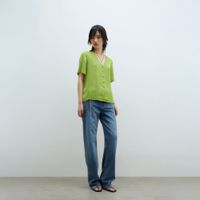 Blusa Mujer Sfera Manga Corta Botones Verde