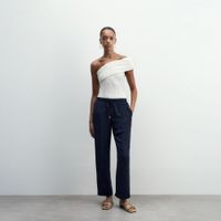 Pantalón Mujer Sfera Fluido Liso Azul Marino
