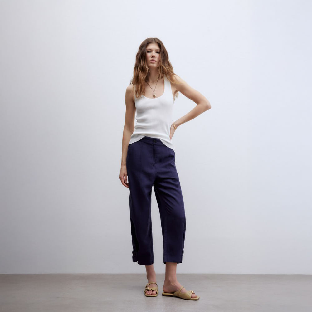 Chaleco Mujer Sfera Top Canale Escote Redondo Blanco