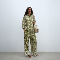 Blusa Mujer Sfera Estampada Con Lino Crema