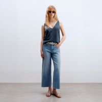 Chompa Mujer Sfera Top Liso Tirantes Botones Plomo