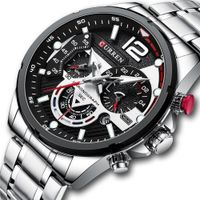 Reloj Lujo CURREN 8395 Plateado Cronógrafo Cuarzo