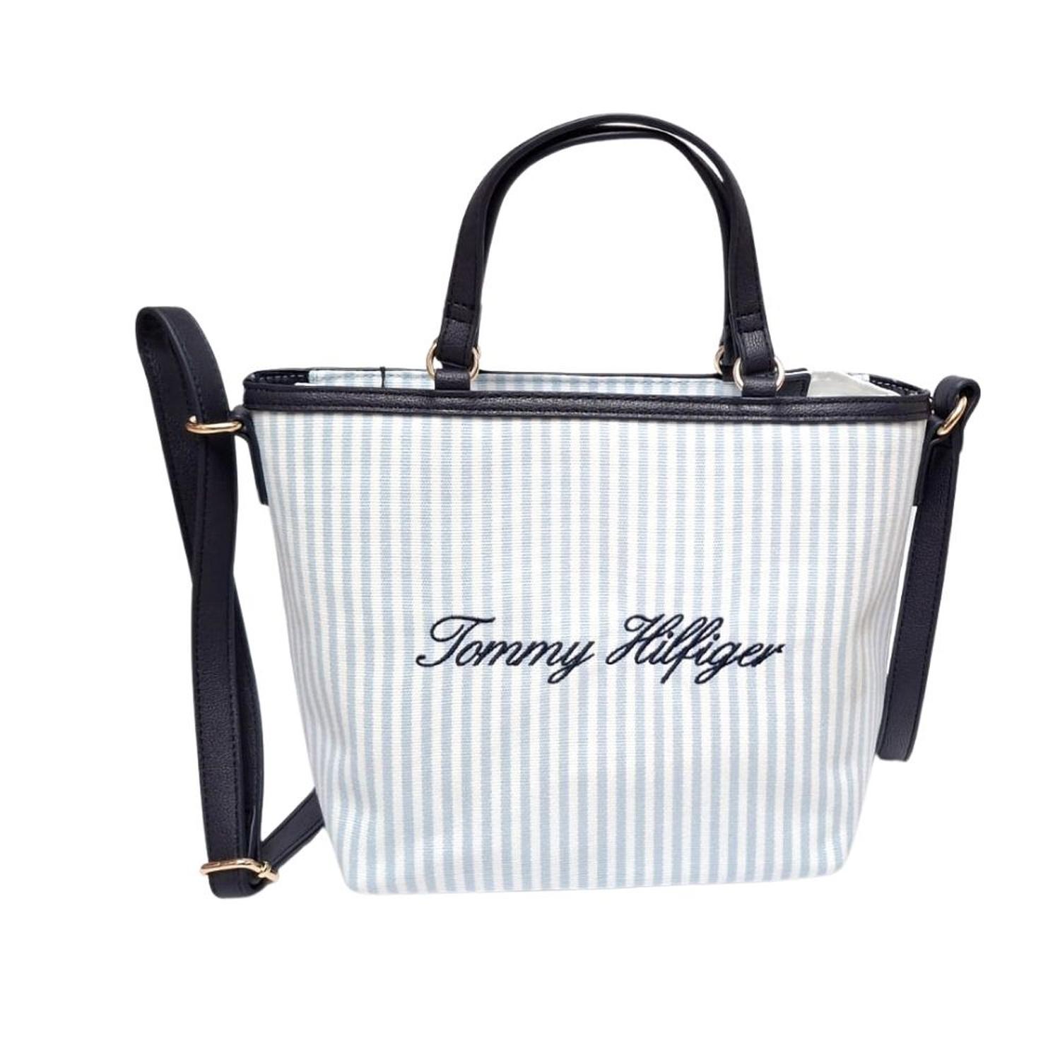 Cartera Doble Asa Tommy Hilfiger Canvas - Celeste