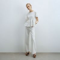 Polo Mujer Sfera Bordada Cristales Blanco
