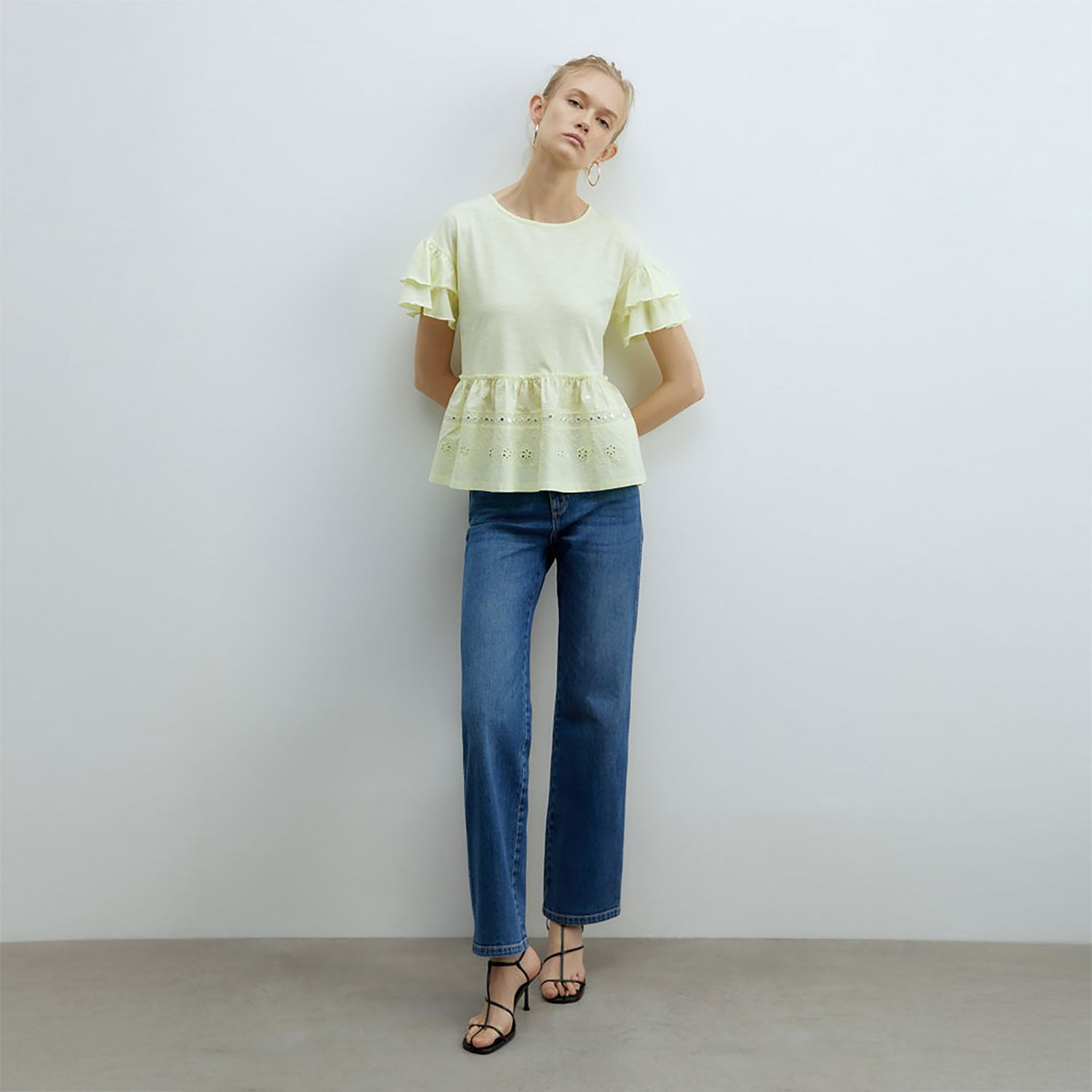 Polo Mujer Sfera Bordada Cristales Amarillo