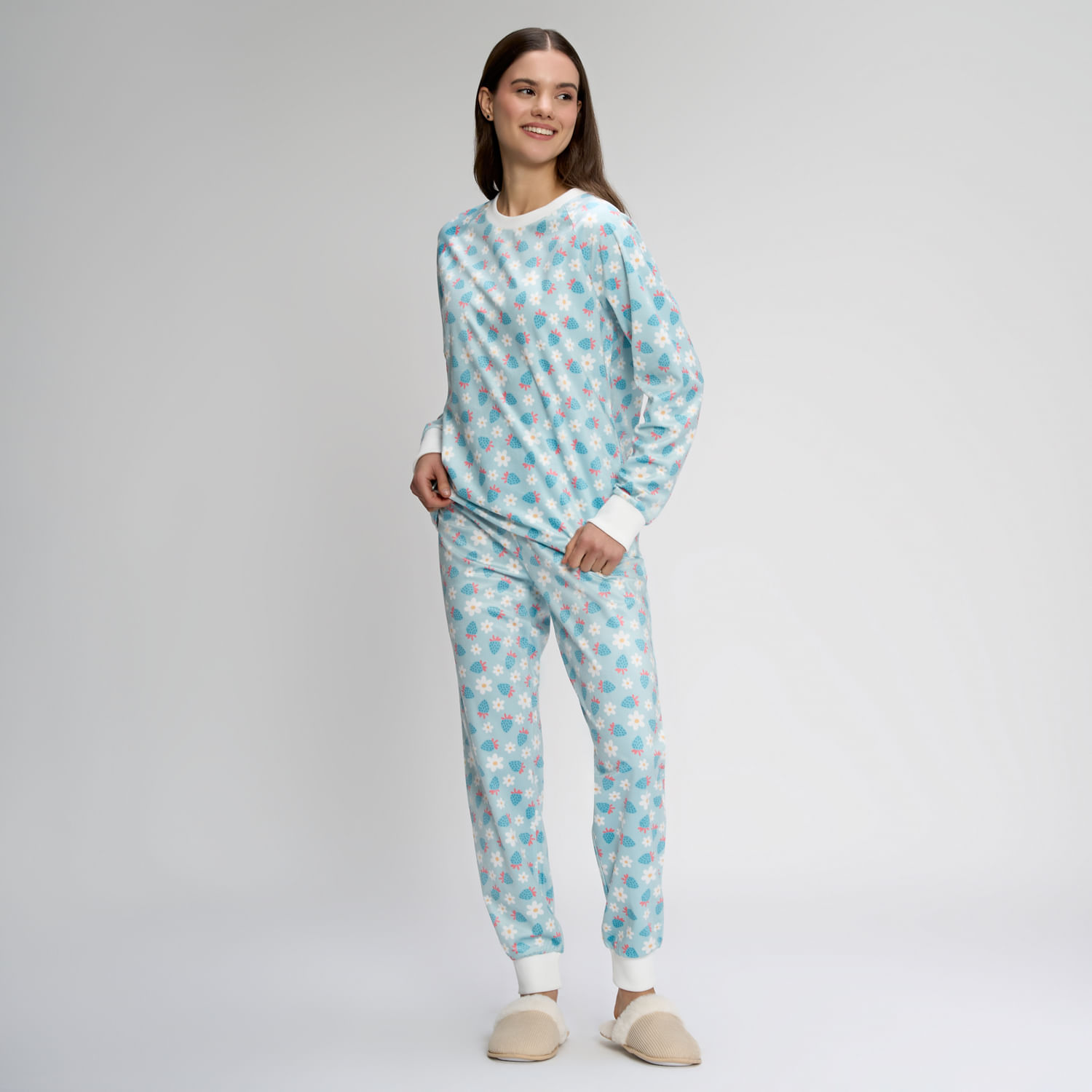 Pijama Mujer Print Hypnotic Manga Larga Plush