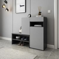 Zapatera con Gabinete Lucio color Gris/Negro TU MESITA