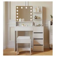 Tocador Moderno Led TU MESITA Magic color Blanco 5 cajones