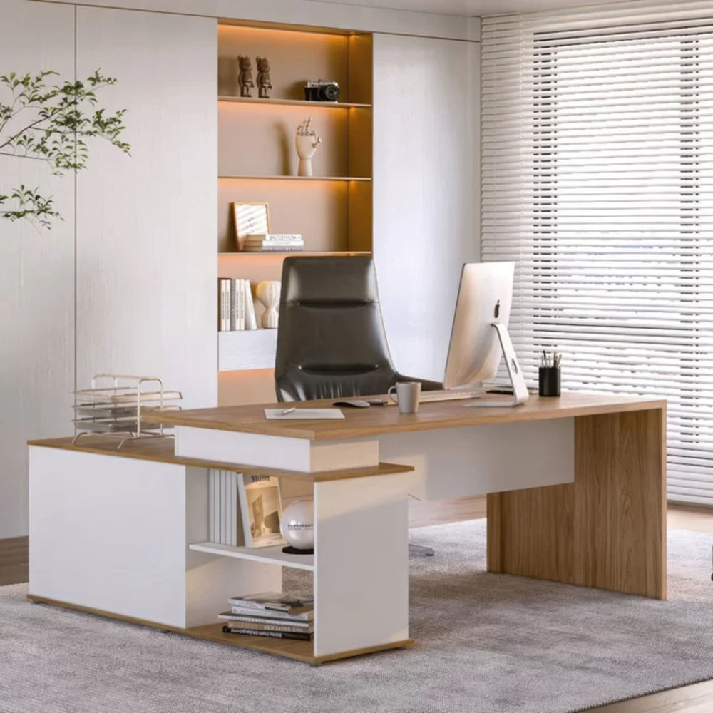 Escritorio Ejecutivo Palmer color Blanco/Marrón TU MESITA