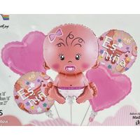 Pack 2 Bouquet de globos de 5 es una niña o niño - DESINFLADO (niña)