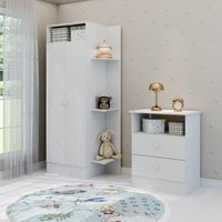 Ropero Infantil 2 Puertas + Comoda 2 Cajones Zuri Blanco