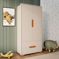 Ropero Infantil Leo 2 Puertas 2 Cajones Off White/Freijo