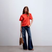 Polo Mujer Sfera Mc Bajo Pliegues Coral