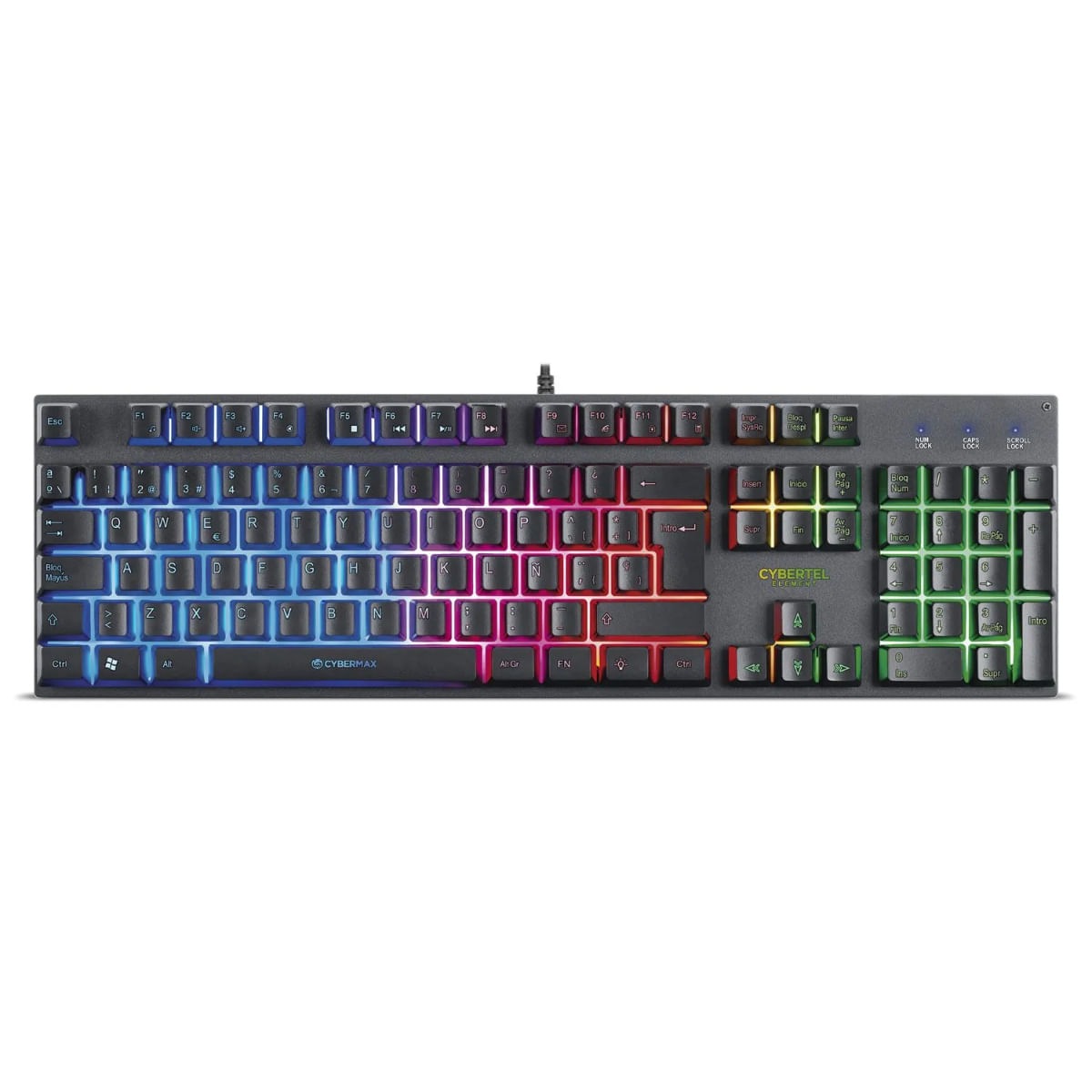 TECLADO GAMER USB RAINBOW CYBERTEL ELEMENT CYB K500