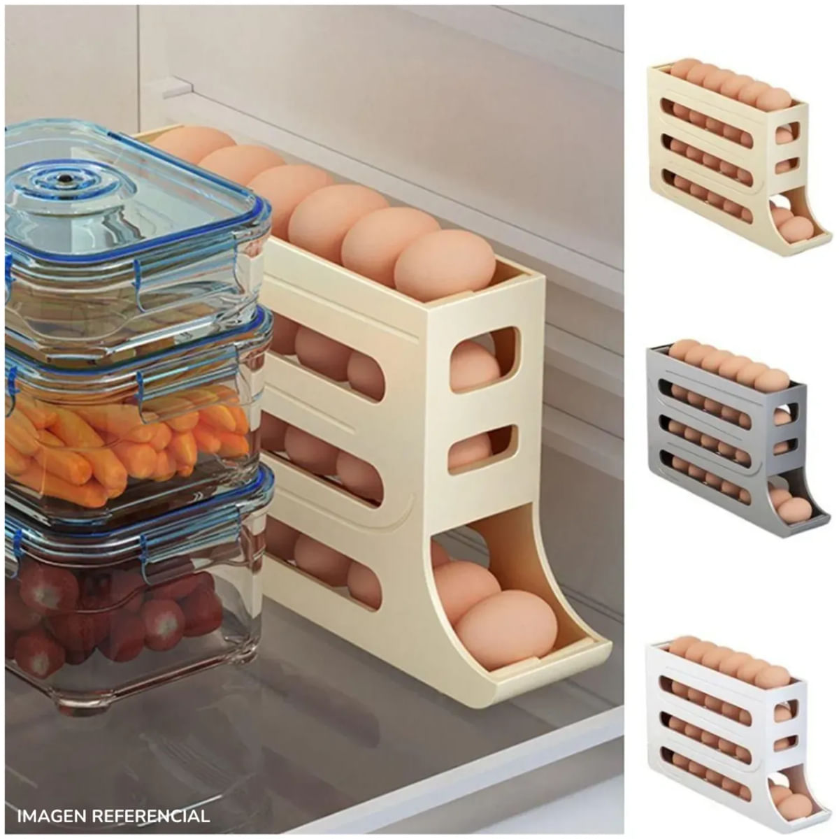 Organizador Huevos Vertical Contenedor Stand 4niv Cocina Refrigeradora