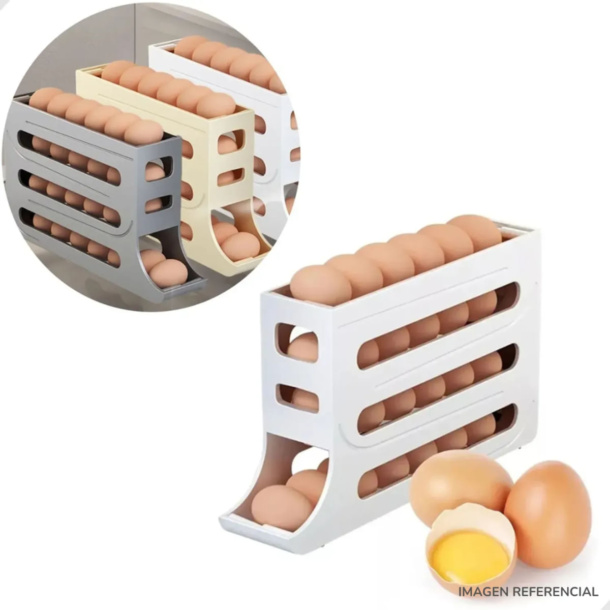 Organizador de huevos para refrigerador de 4 niveles